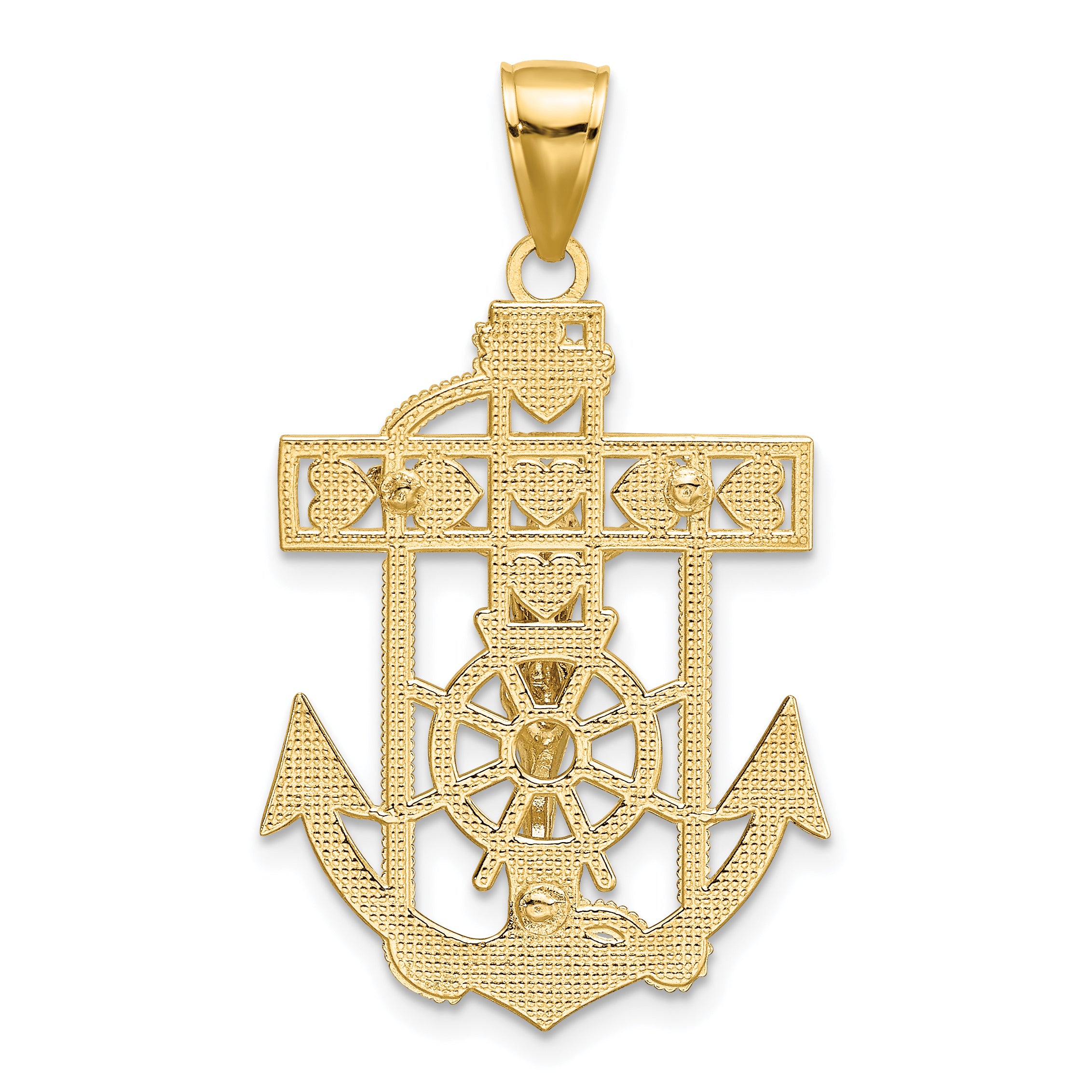 14K Two-Tone Gold MarinerÃÂ¢Ã¢âÂ¬Ã¢âÂ¢s Crucifix Pendant  Solid, Casted Design