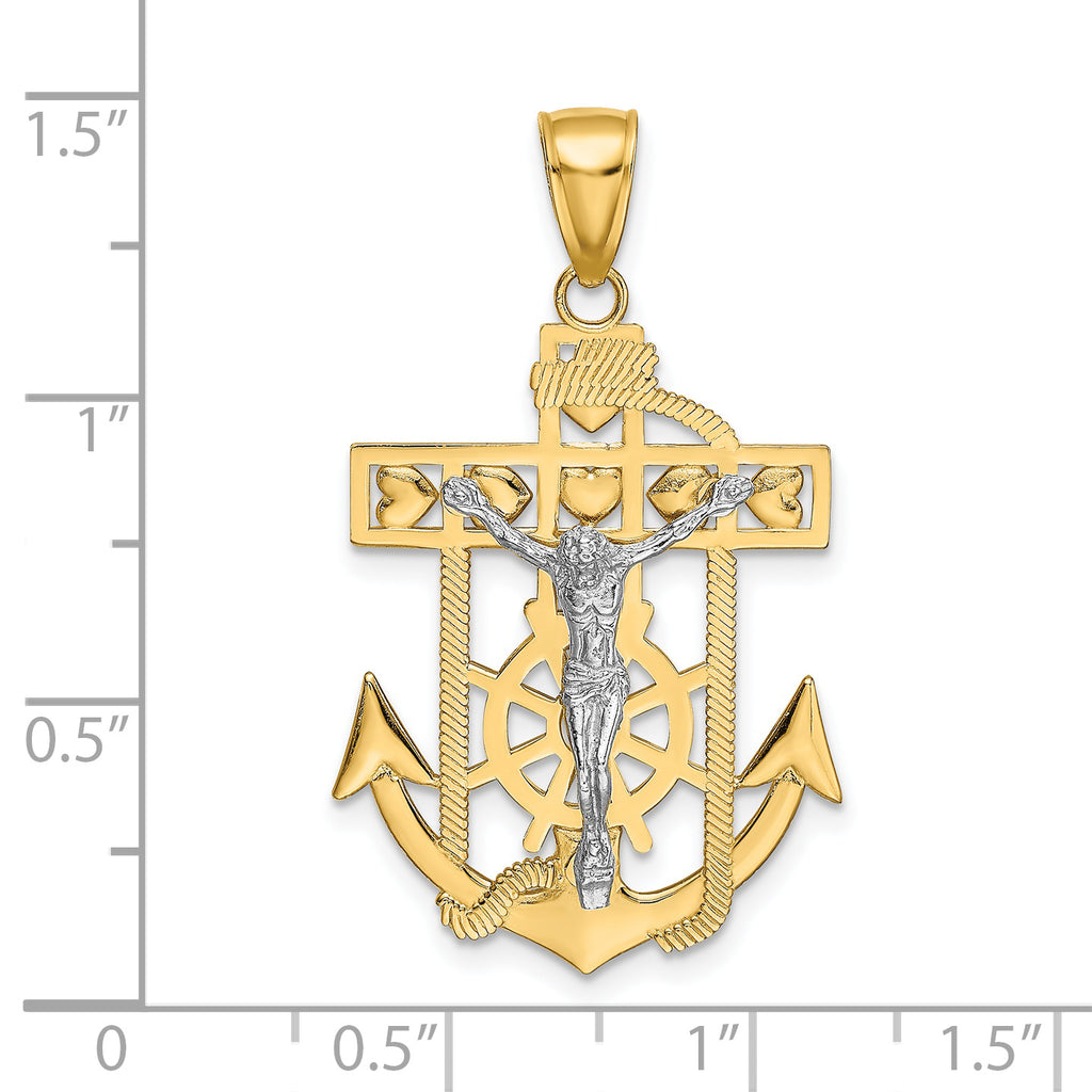 14K Two-Tone Gold MarinerÃÂ¢Ã¢âÂ¬Ã¢âÂ¢s Crucifix Pendant  Solid, Casted Design