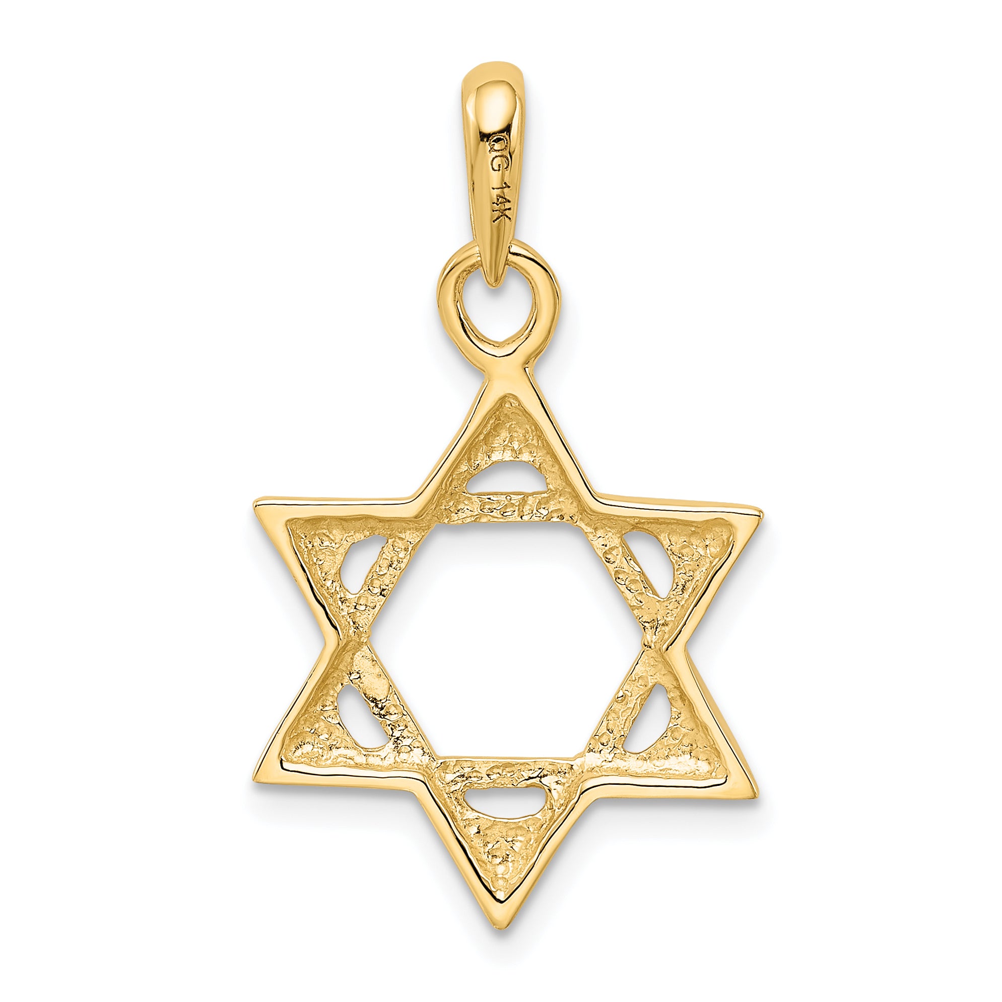 14K Gold Star of David Pendant with Open Back Design  Elegant Craftsmanship