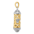 14K Two-Tone Gold 3D Mezuzah Pendant with Polished Finish