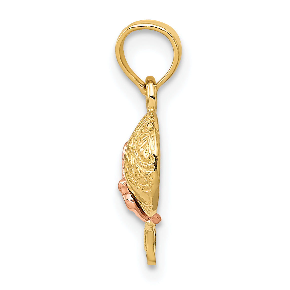 14K Two-Tone Gold Baby Rattle Pendant Elegant Keepsake Charm Secondary image