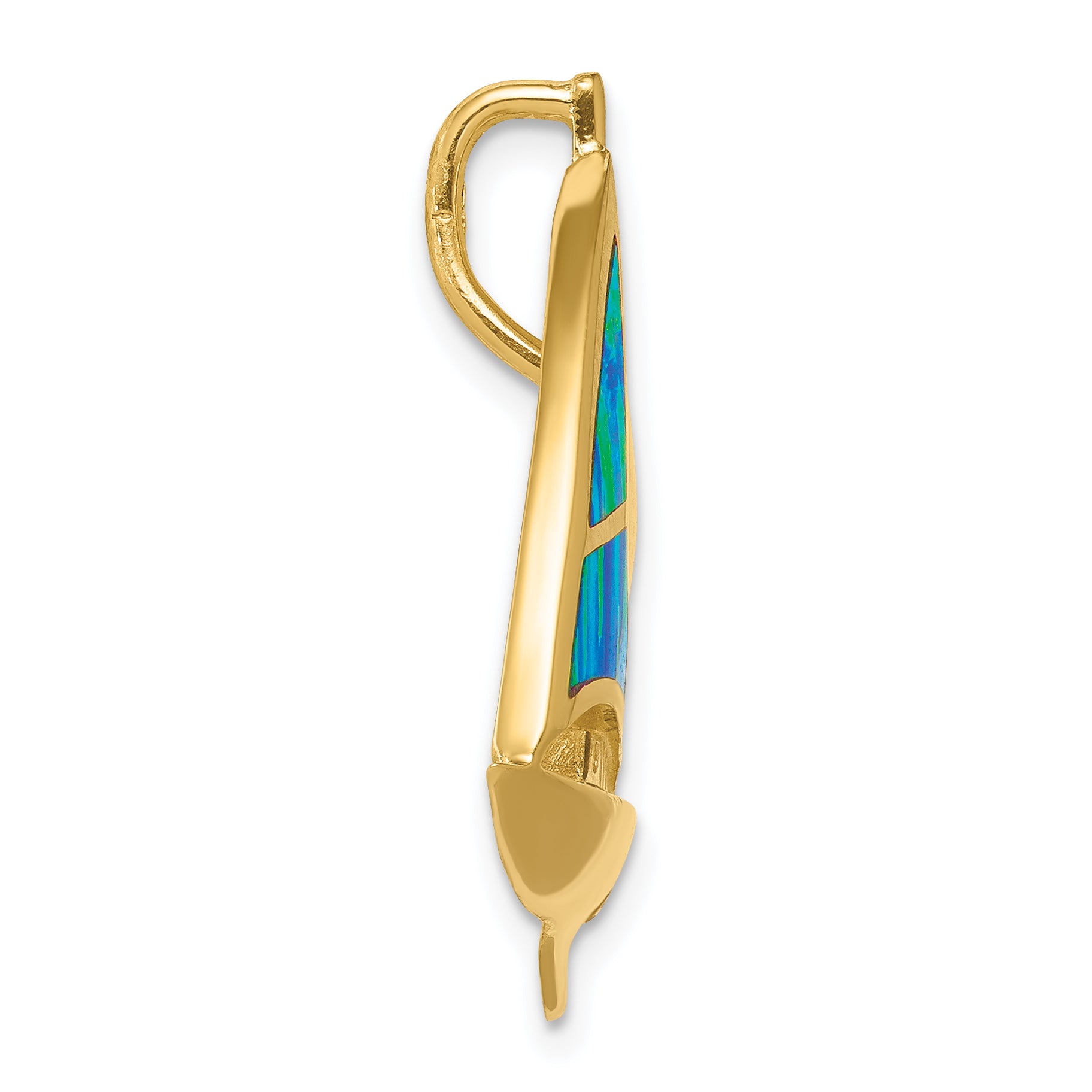 14K Gold Sailboat Slide Pendant with Lab-Created Opal Polished, Solid Craftsmanship Secondary image