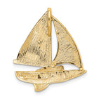 14K Gold Sailboat Slide Pendant with Lab-Created Opal Polished, Solid Craftsmanship