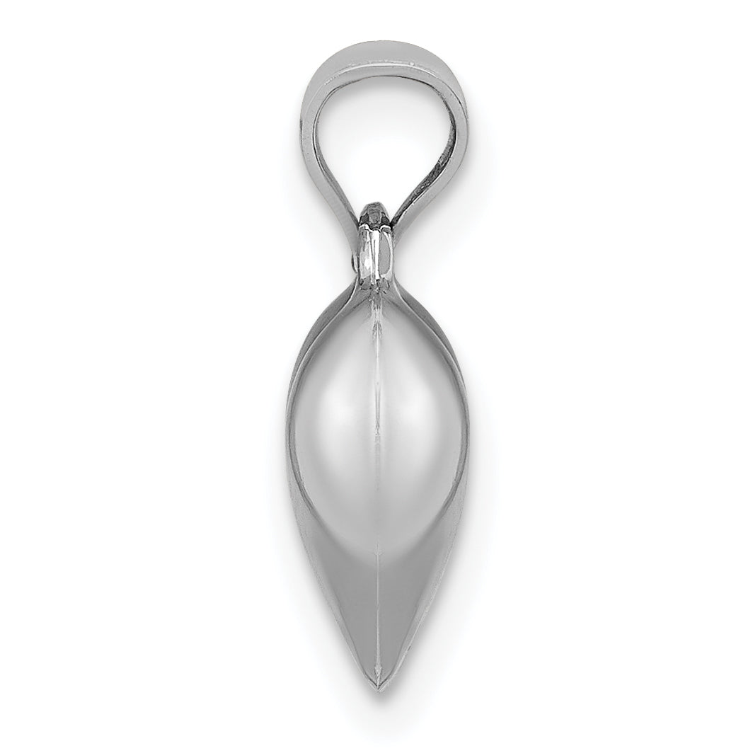 14K White Gold 3D Puffed Heart Pendant with Polished Finish
