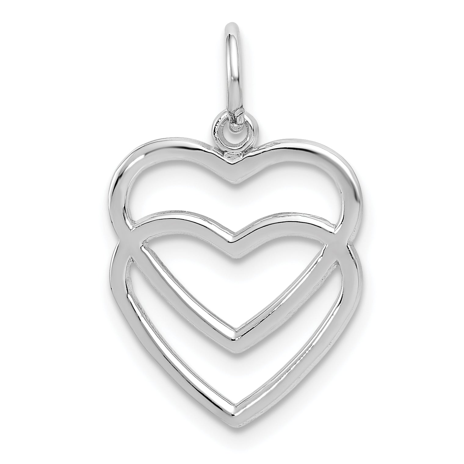 14k White Gold Double Heart Charm Main image