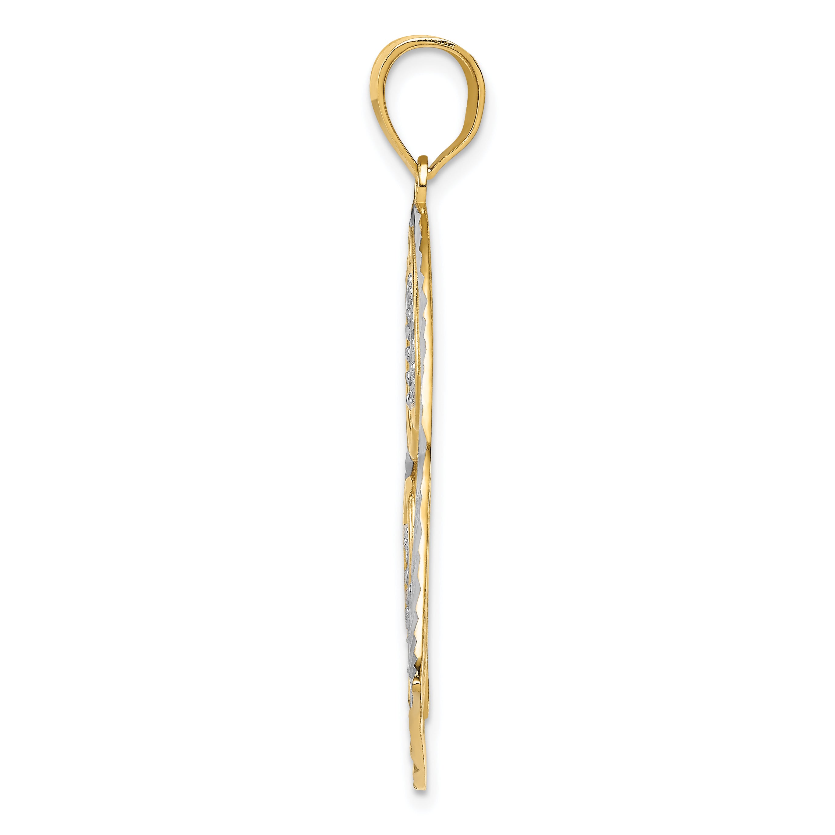 14K Gold Heart Pendant with Rhodium Accents and Polished Finish Secondary image