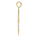 14K Gold Heart Pendant with Rhodium Accents and Polished Finish