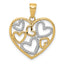14K and White Rhodium Polished Hearts inside Heart Pendant