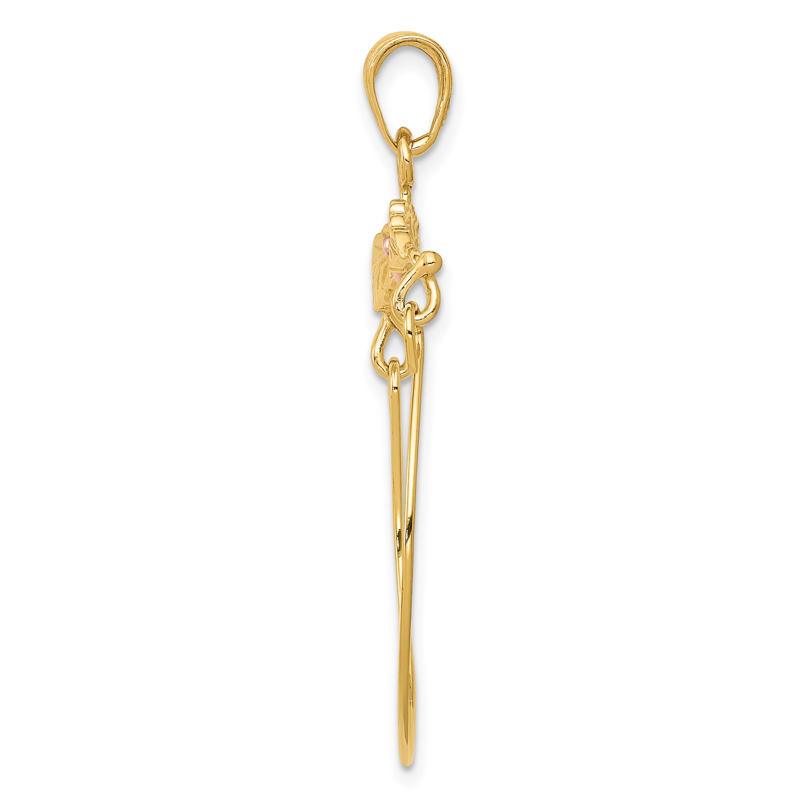 14K Two-Tone Gold Leaf and Flower Charm Holder Elegant Solid Design Secondary image