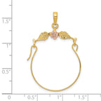 14K Two-Tone Gold Leaf and Flower Charm Holder Elegant Solid Design