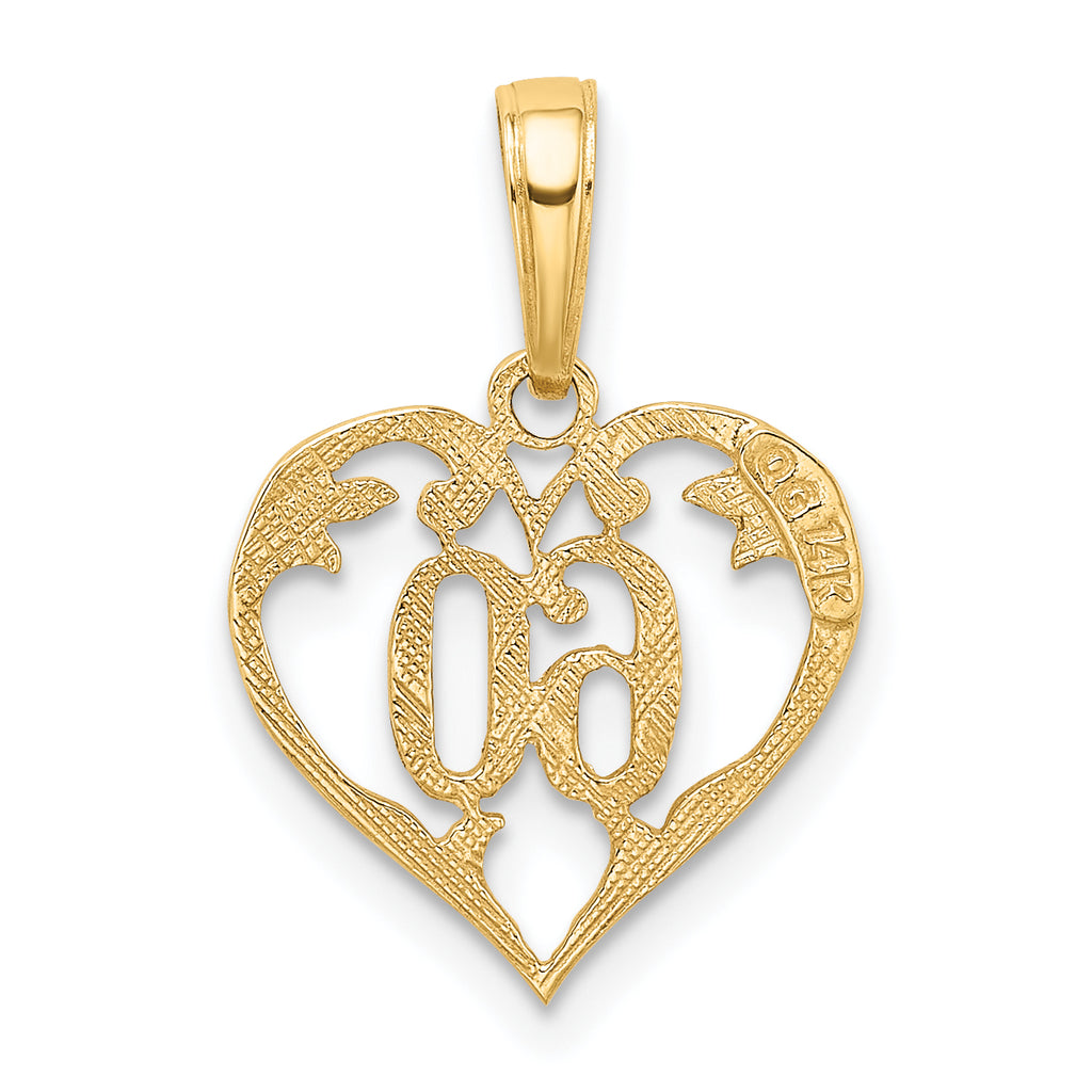 14K Gold Polished Heart Pendant with Textured Design by Sophia Jewelers