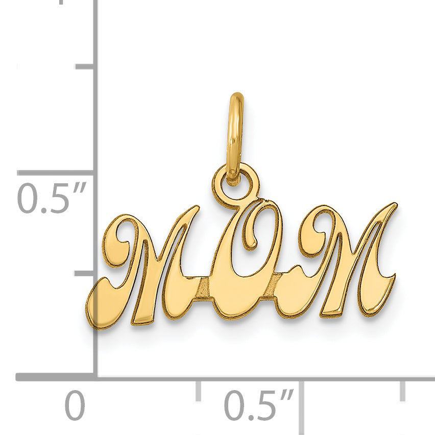 14K Gold Polished MOM Charm with Solid Design Elegant Gift