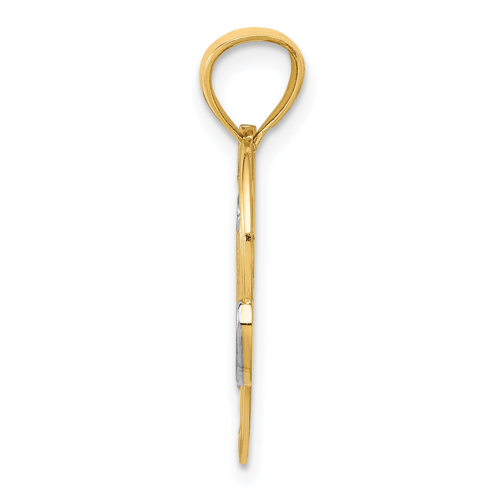 14K Gold and Rhodium Heart Pendant with #1 MOM Design, Polished Finish Secondary image