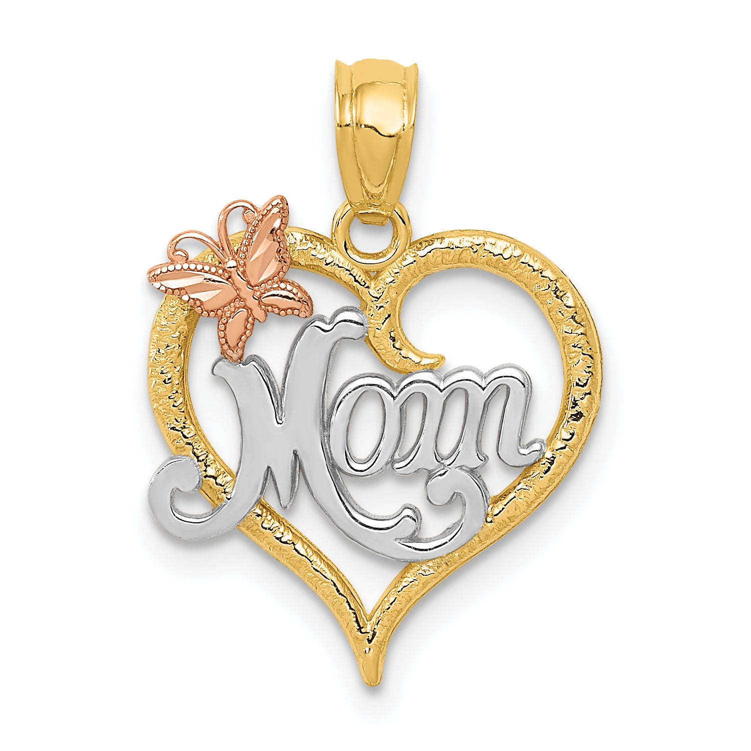 14k Two-tone w/White Rhodium MOM Heart Pendant Main image