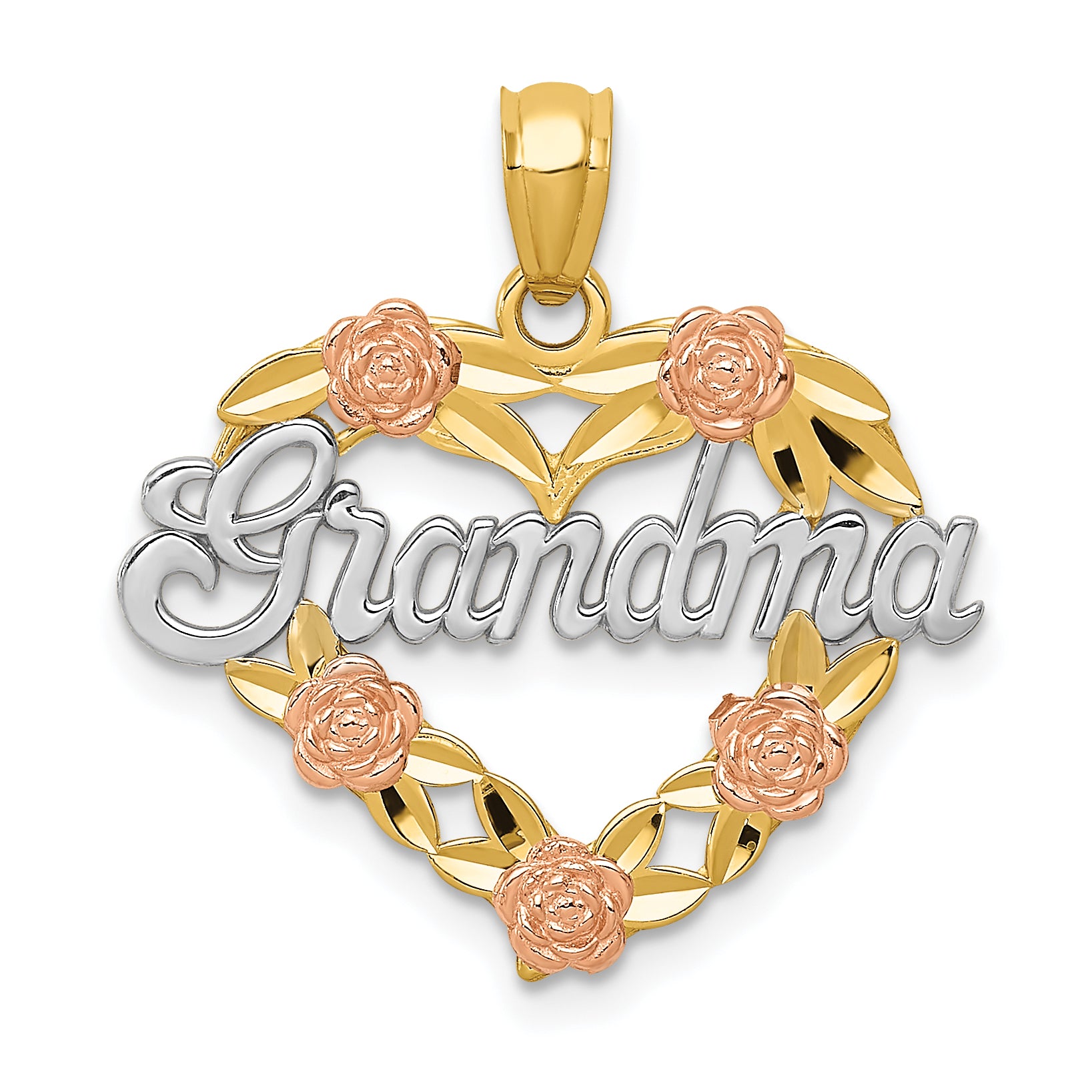 14k Two-tone w/White Rhodium GRANDMA Heart Pendant Main image