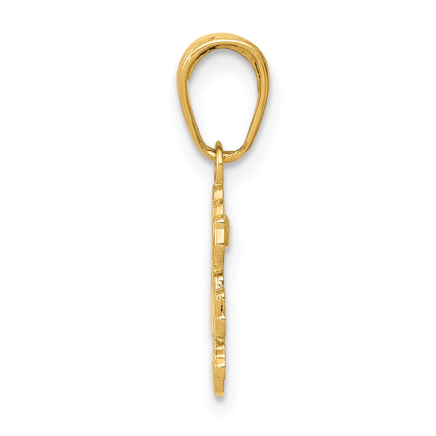 14K Gold SISTER Rose Pendant with Textured Back and Solid Cast Design Secondary image