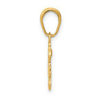 14K Gold SISTER Rose Pendant with Textured Back and Solid Cast Design