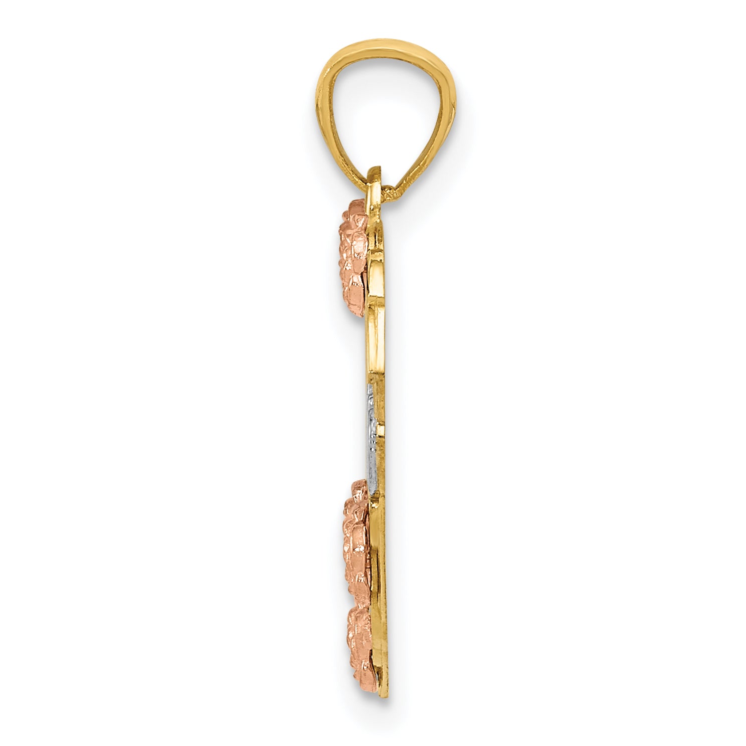 14K Two-Tone Gold Sister Heart Pendant with White Rhodium Accents
