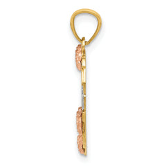14K Two-Tone Gold Sister Heart Pendant with White Rhodium Accents