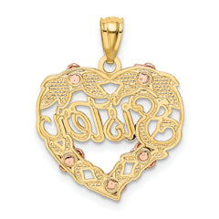 14K Two-Tone Gold Sister Heart Pendant with White Rhodium Accents