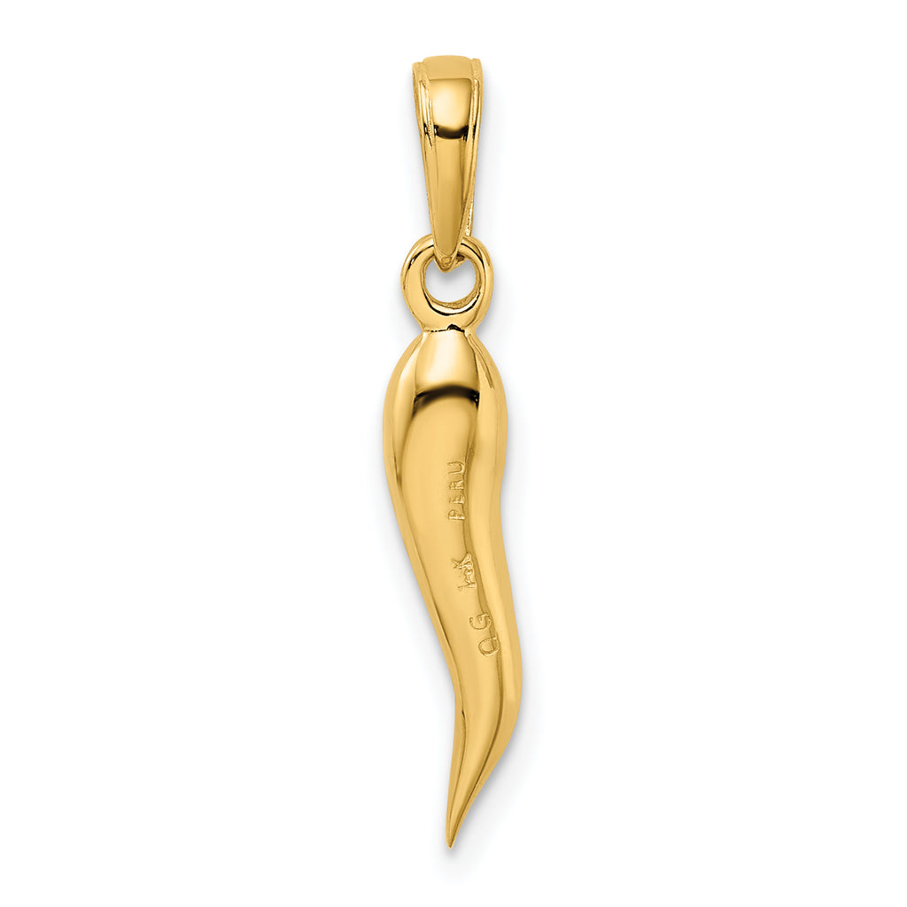 Italian Horn Pendant in 14K Yellow Gold