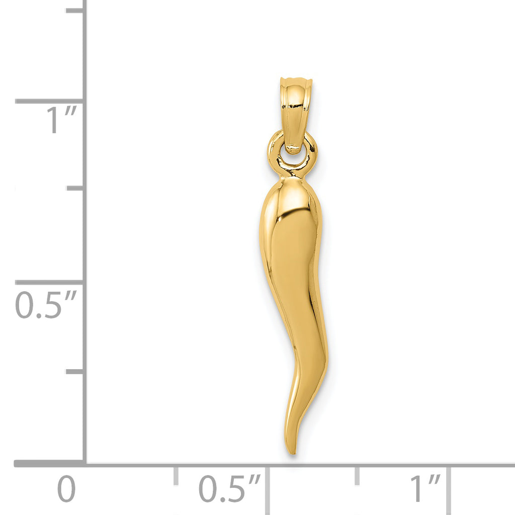 Italian Horn Pendant in 14K Yellow Gold