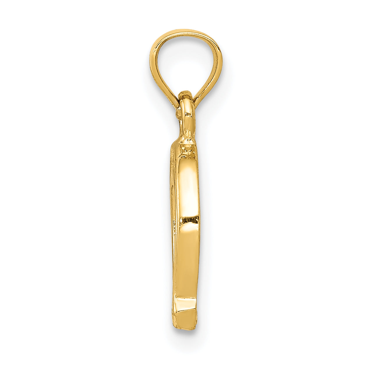 14K Yellow Gold Horseshoe Pendant with Polished Finish and Textured Back Secondary image