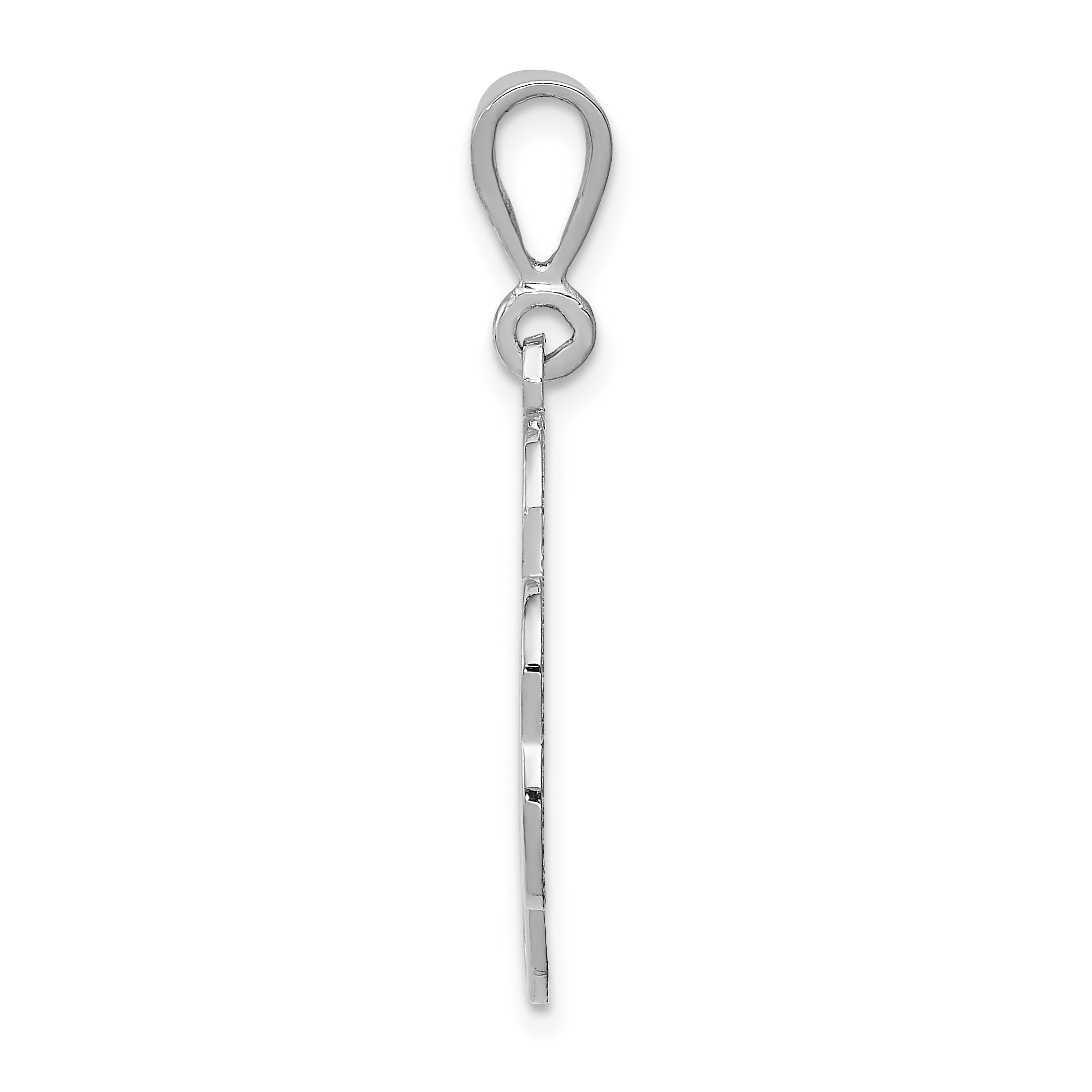 14K White Gold Trinity Clover Pendant with Polished Rhodium Finish