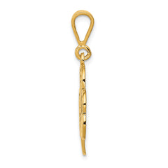 14K Yellow Gold Trinity Clover Pendant with Textured Back, Polished Finish