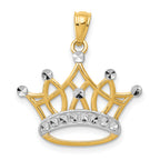 14k and Rhodium Crown Pendant