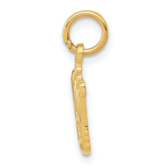 14K Gold Kings Crown Charm with Polished Finish Elegant Royal Design