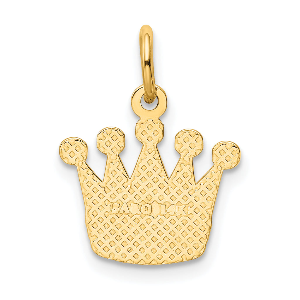 14K Gold Kings Crown Charm with Polished Finish Elegant Royal Design