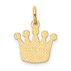 14K Gold Kings Crown Charm with Polished Finish Elegant Royal Design