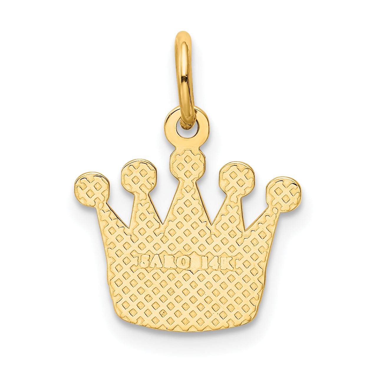 14K Gold Kings Crown Charm with Polished Finish Elegant Royal Design