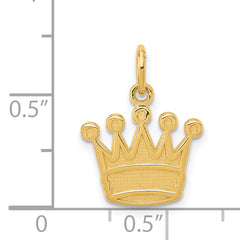 14K Gold Kings Crown Charm with Polished Finish Elegant Royal Design