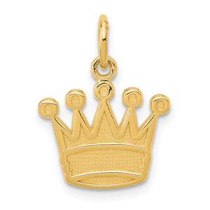 King's Crown Charm in 14K Yellow Gold, 20mm Brushed & Polished - Sophia Jewelers