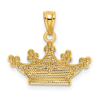 14K Gold and Rhodium Crown Pendant with Polished Diamond-Cut Finish