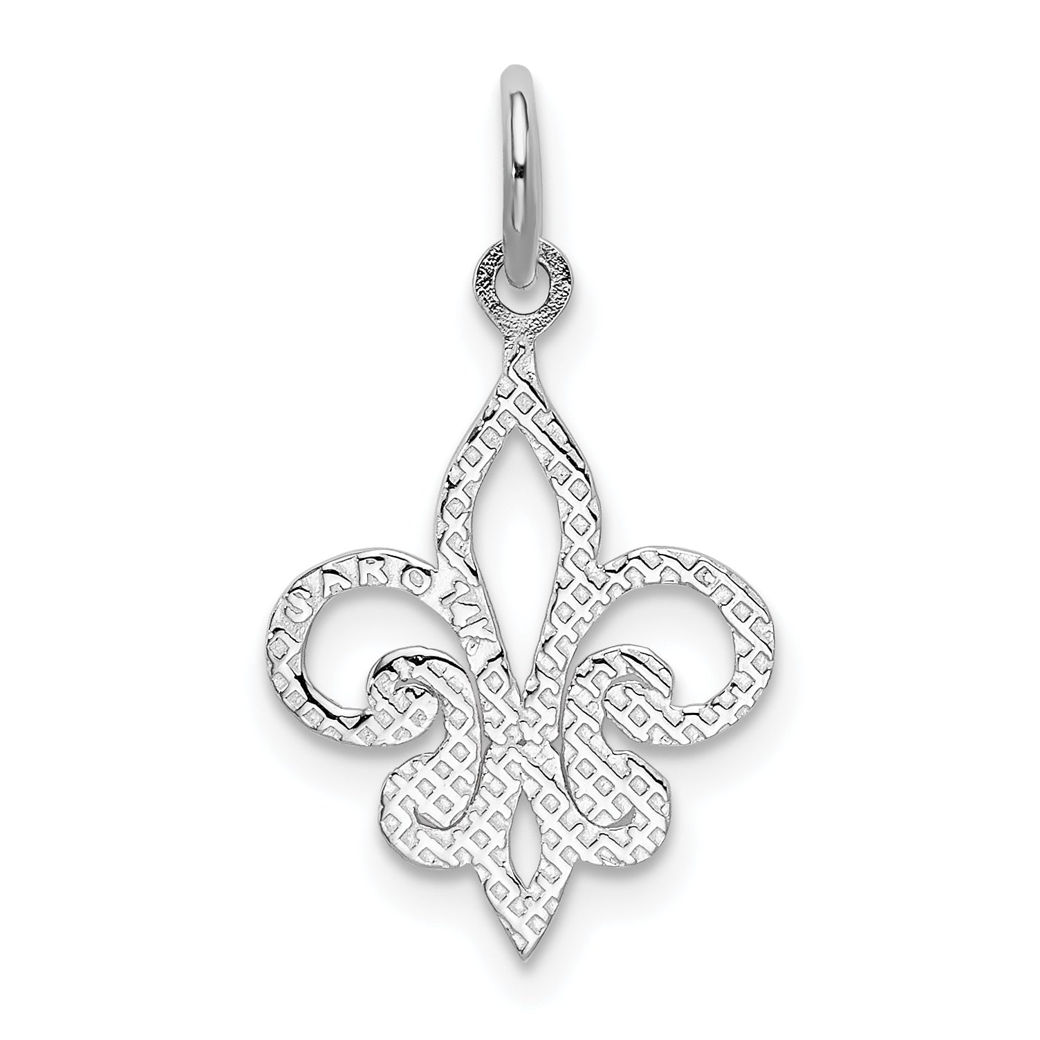 14k White Gold Polished Fleur De Lis Charm with Rhodium Finish Elegant and Timeless