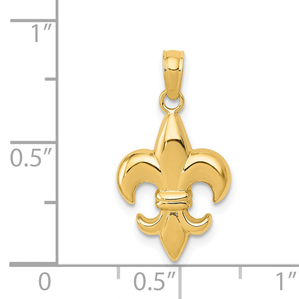 14K Gold Fleur-De-Lis Pendant with Polished Finish Elegant and Timeless