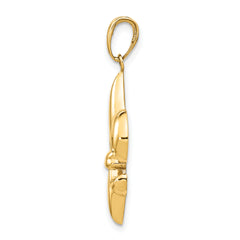 14K Gold Fleur-De-Lis Pendant for Men with Polished Finish