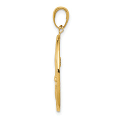 14K Gold Fleur-De-Lis Oval Pendant for Men Polished, Detailed Design
