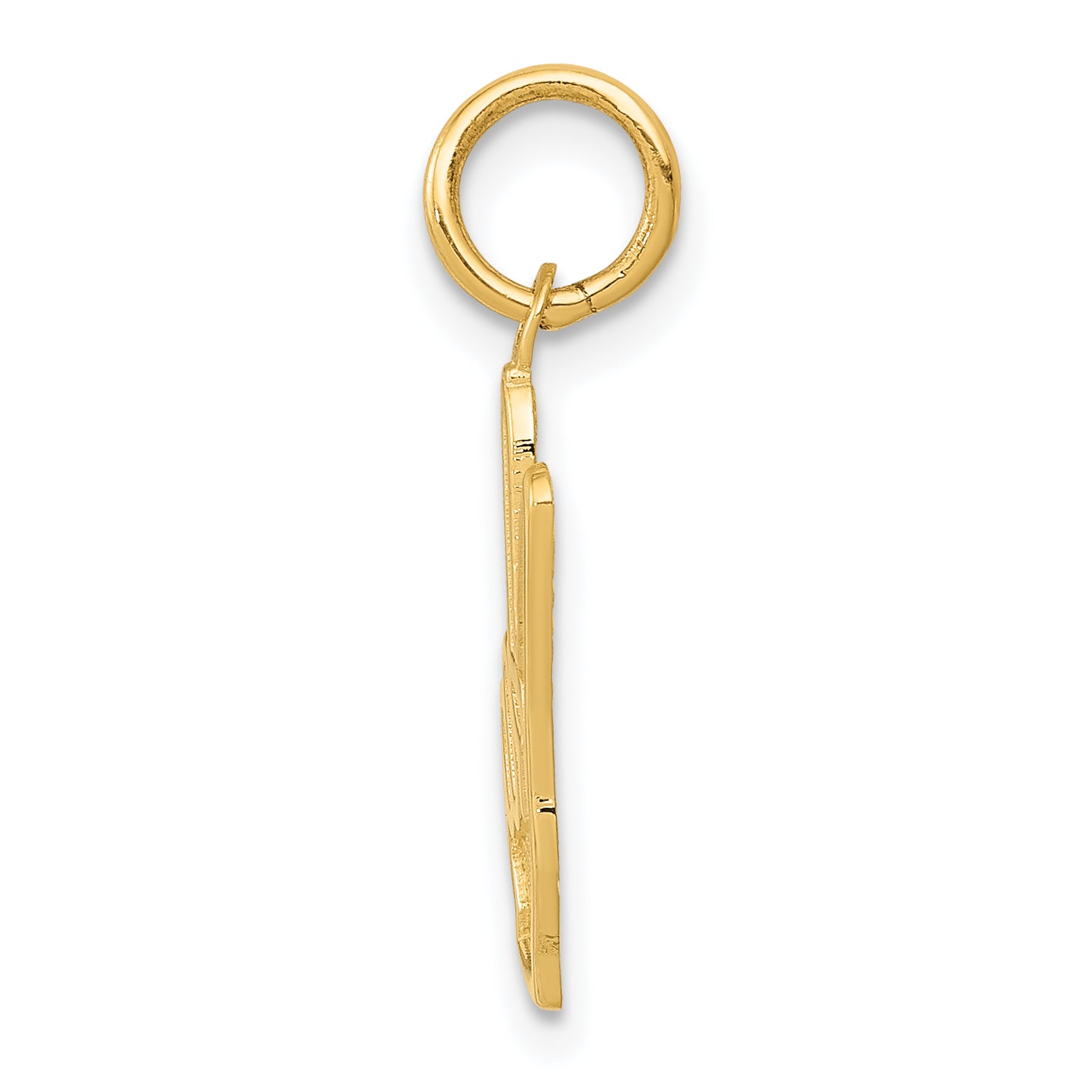 14K Gold Peace Sign Charm with Polished Finish and Textured Back