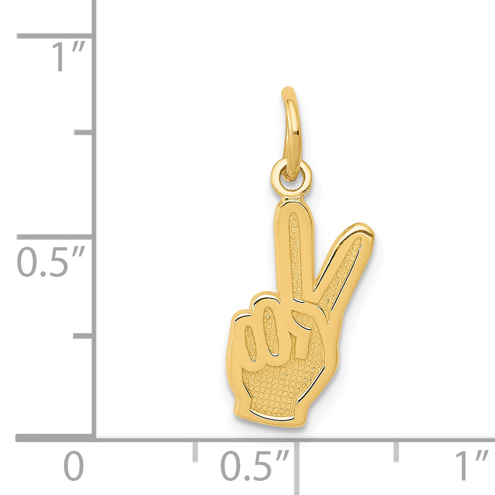 14K Gold Peace Sign Charm with Polished Finish and Textured Back