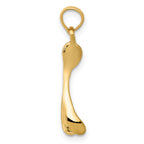 14K Gold Wishbone Pendant, Polished Finish, Elegant Casted Design