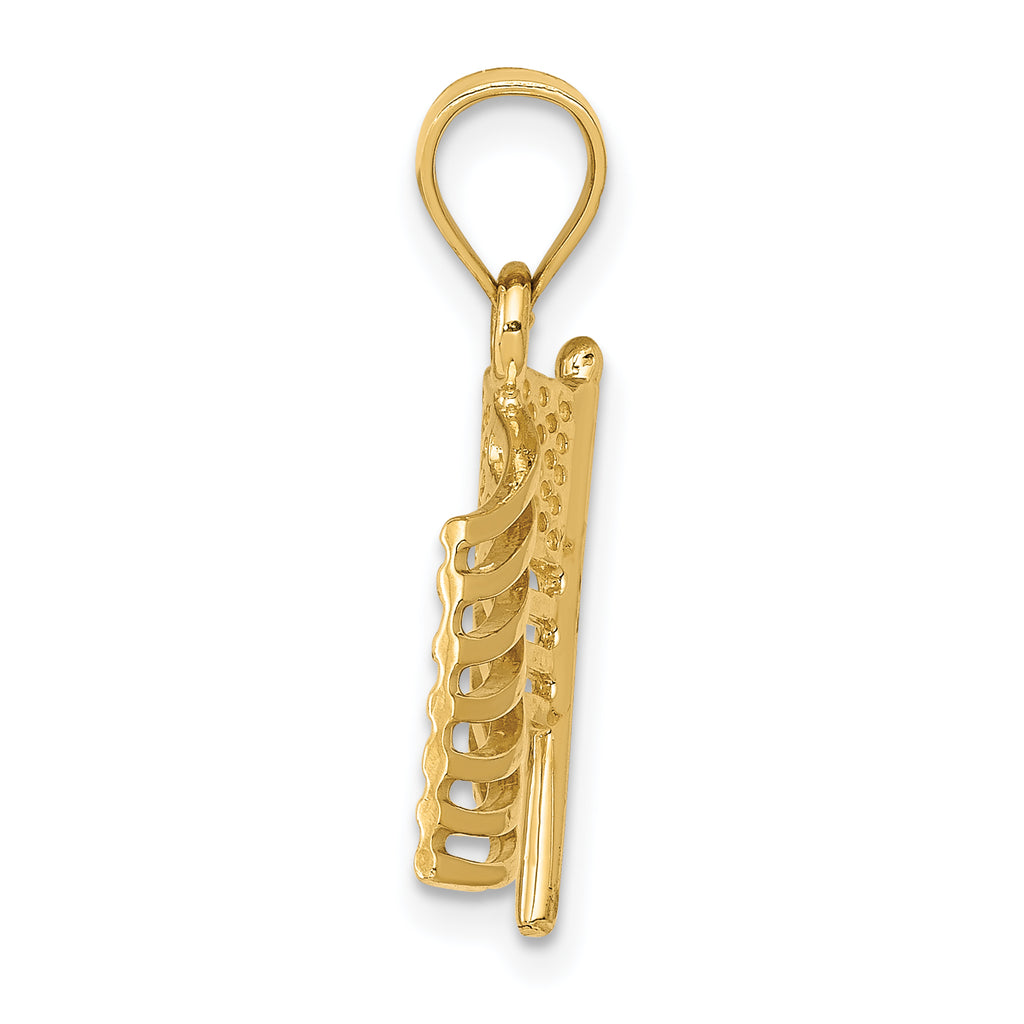 14K Gold American Flag Pendant for Men Polished, Solid, Textured Design