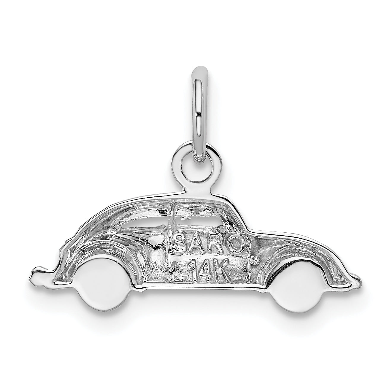 14K White Gold Car Charm with Polished Rhodium Finish for Men