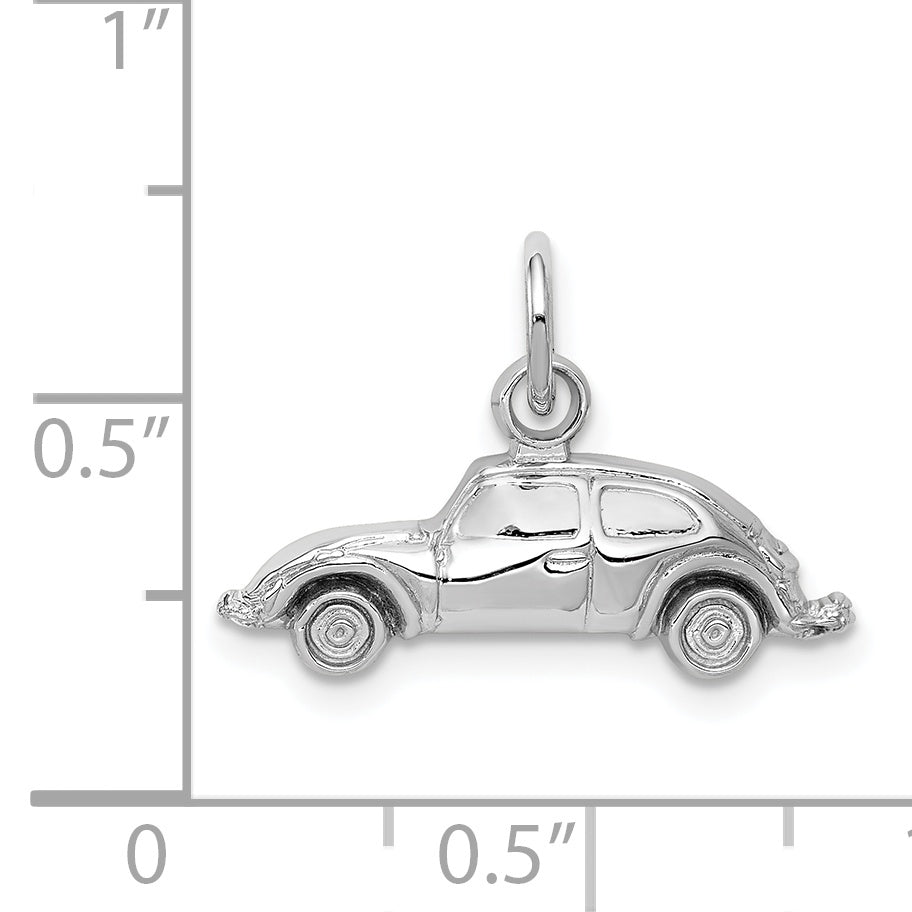 14K White Gold Car Charm with Polished Rhodium Finish for Men