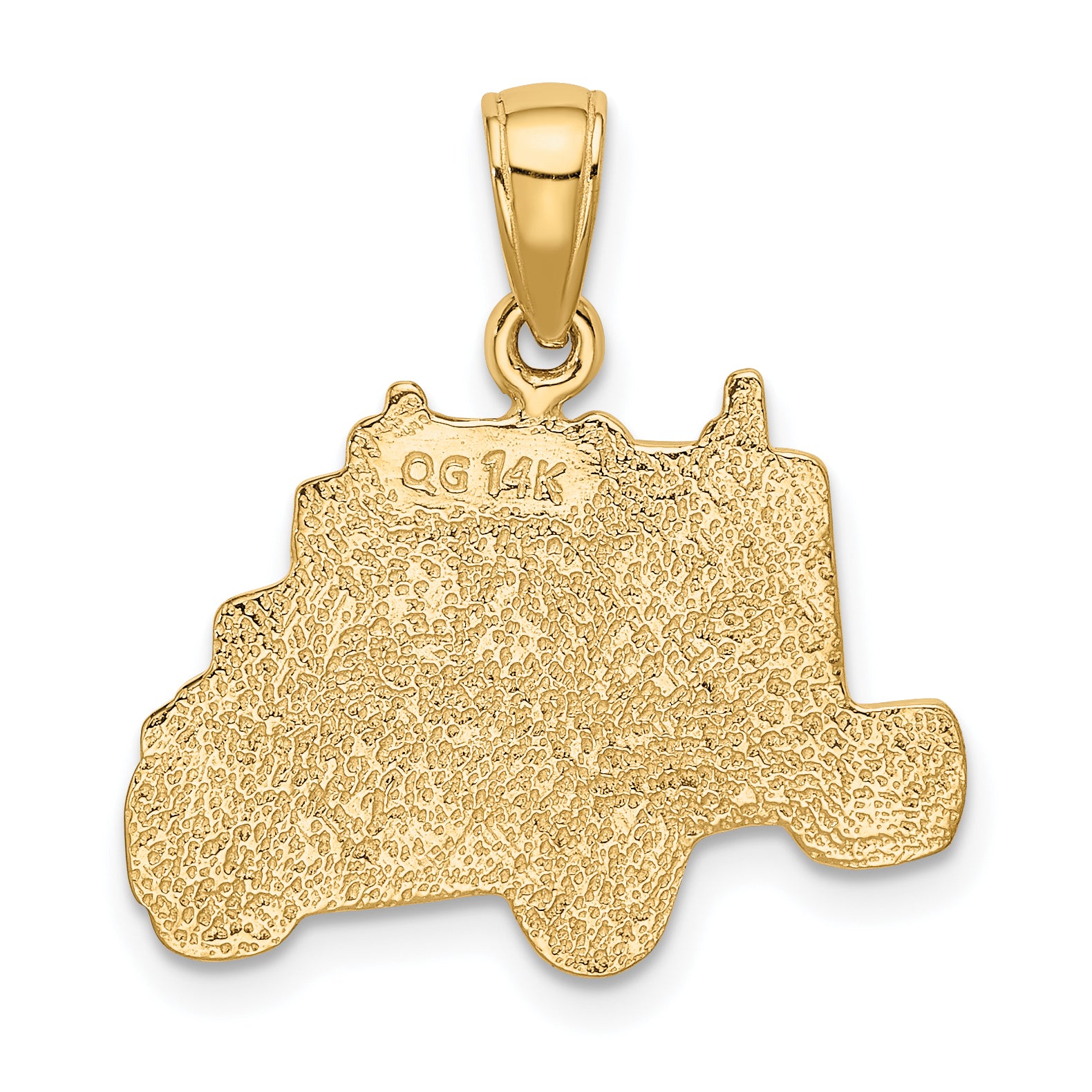 14K Gold Truck Cab Pendant for Men with Polished Textured Finish