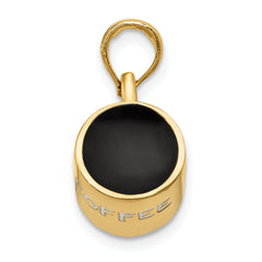 14K Gold 3D Enameled Coffee Cup Pendant with Polished Finish