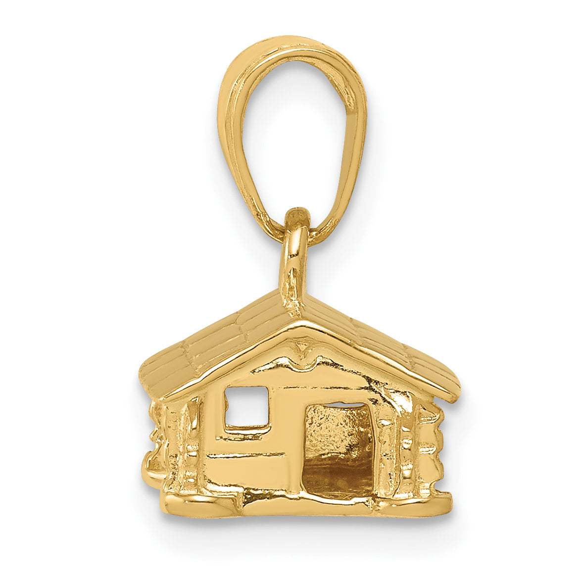 14K Gold 3-D Log Cabin Pendant | Solid, Casted, Themed Design Secondary image